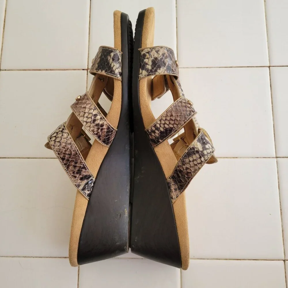 Vionic 7 Snakeskin Print Wedge Sandals RADIA‎ Open Toe Summer Cruise Vacation - Picture 6 of 8